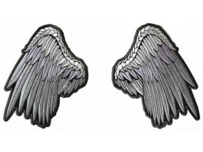 Silver Angel Wings 2 Piece Patch Set | Embroidered Patch